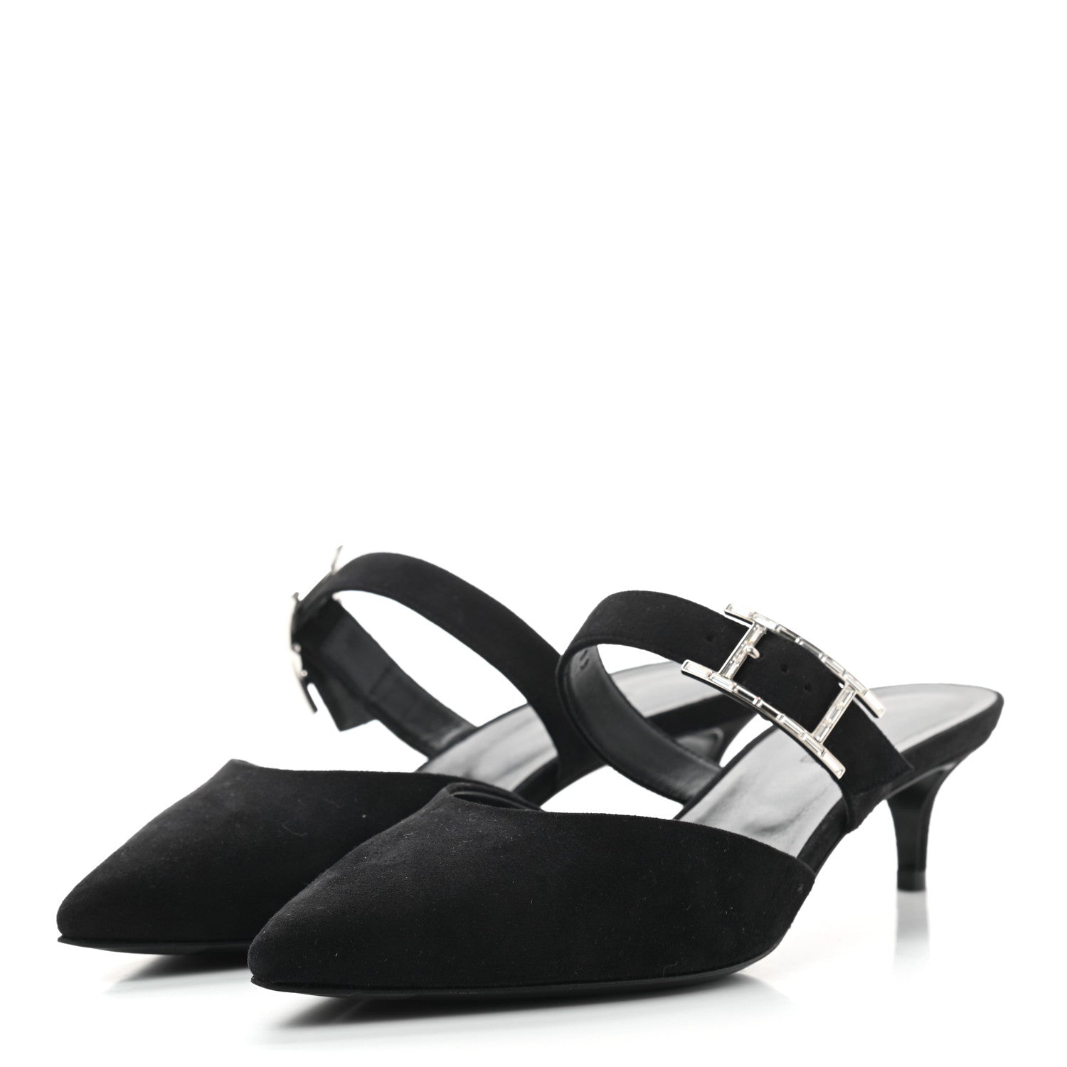 Hermes Suede Goatskin Blink Mules 37.5 Black 3 of 8