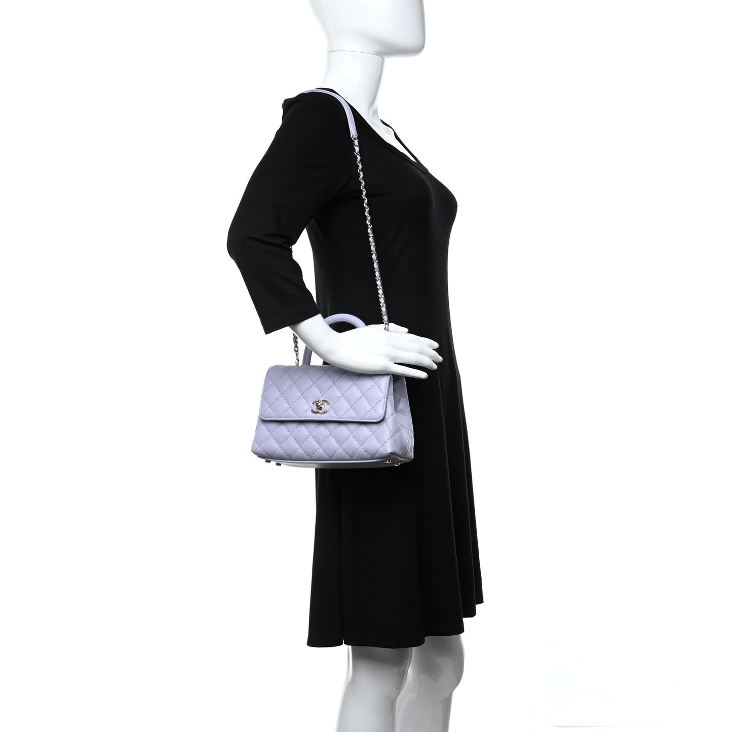 Caviar Quilted Mini Coco Handle Flap Light Purple