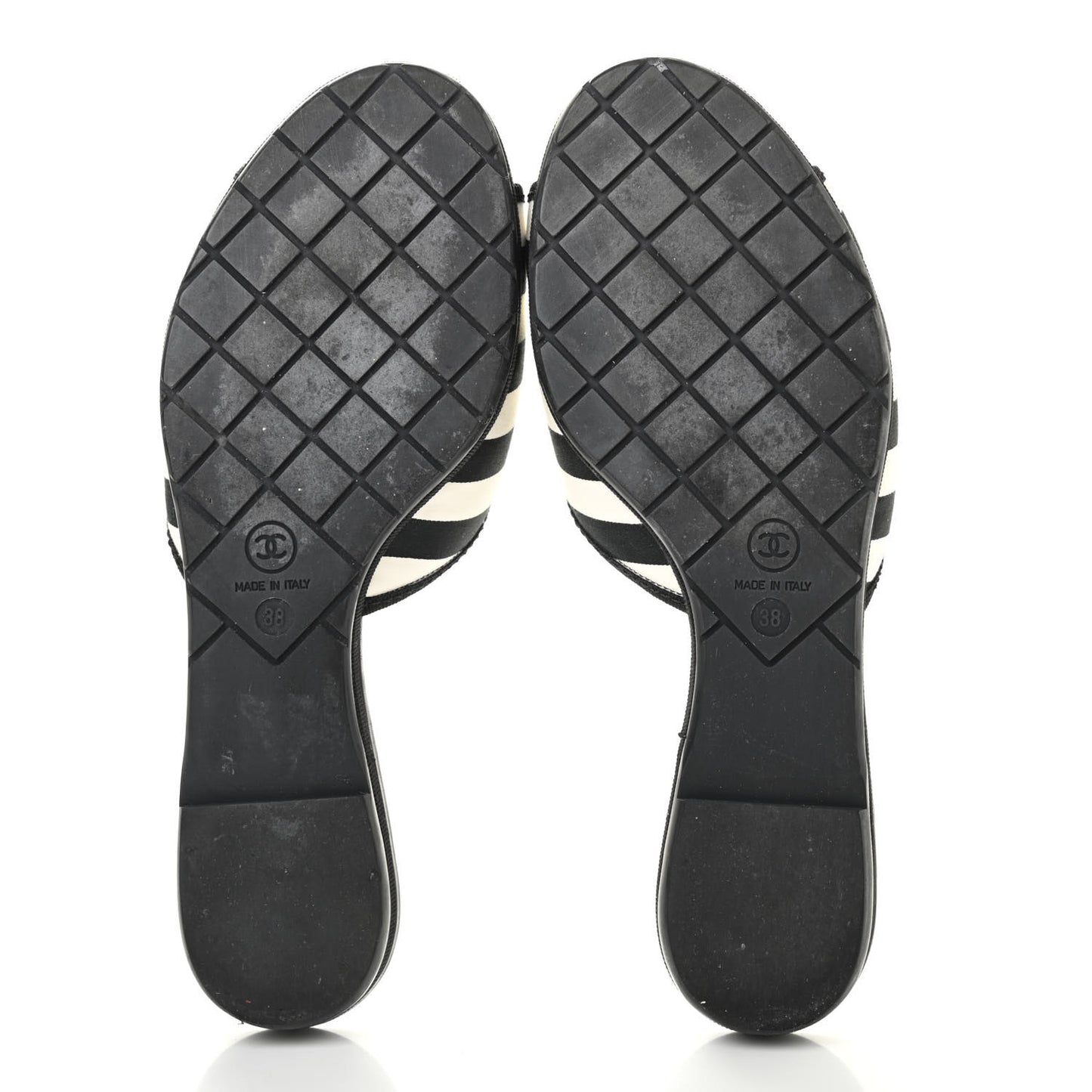 Striped CC Mules 38 Black White