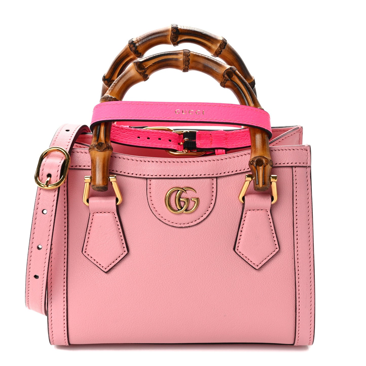 Wonka Grain Calfskin Mini Diana Tote Bag Wild Rose Fuxia Fluo