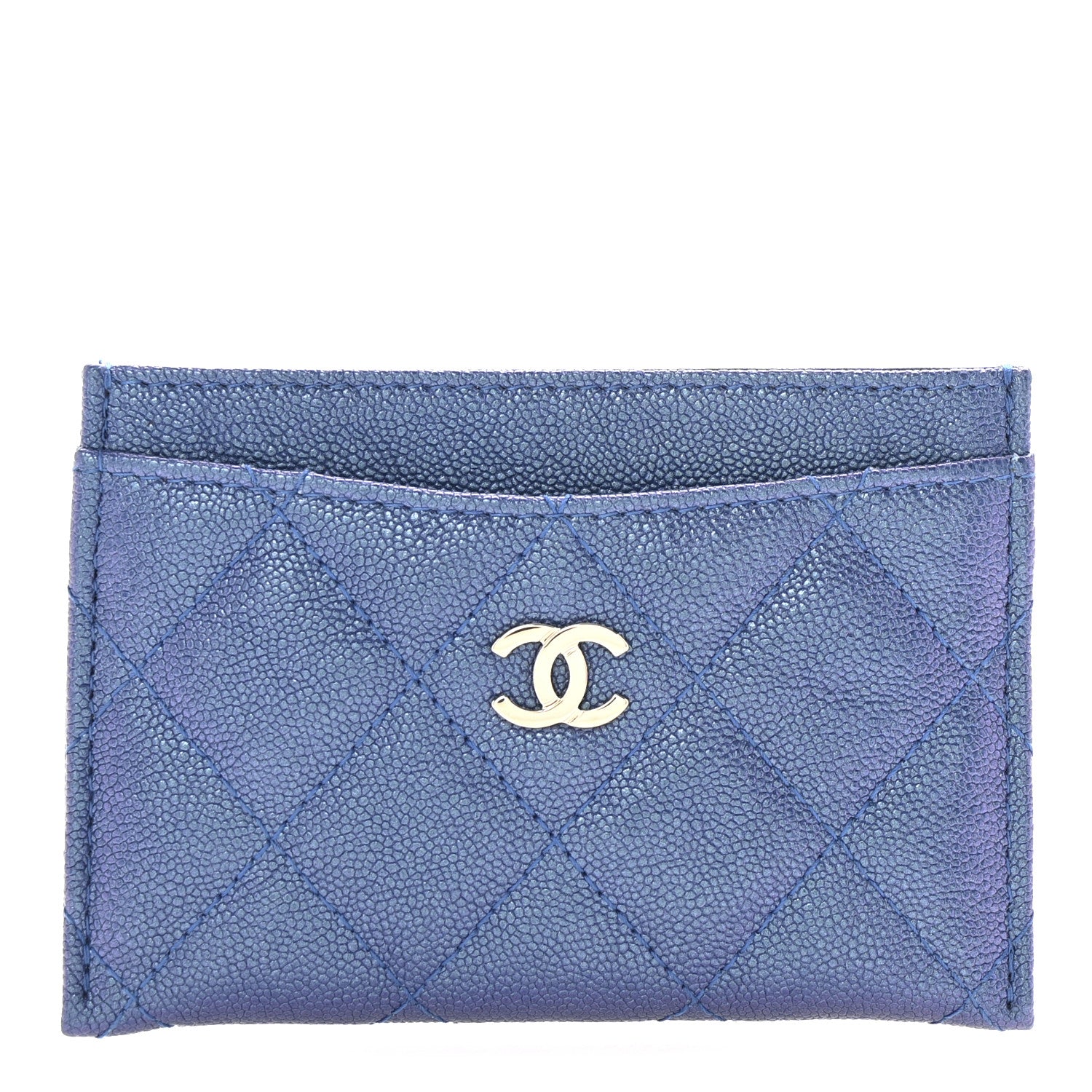 Chanel Iridescent Caviar Quilted Card Holder Blue Fonce 1 of 9