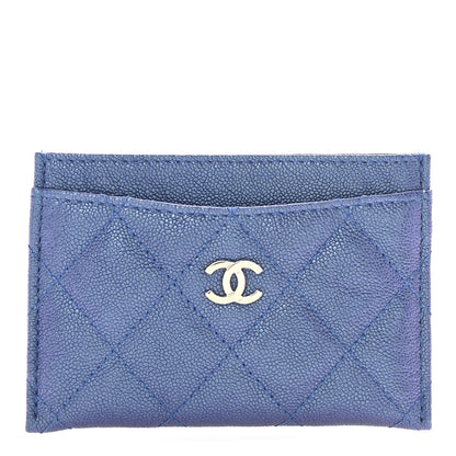 Chanel Iridescent Caviar Quilted Card Holder Blue Fonce 1 of 9