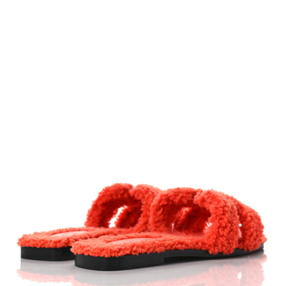 Hermes Woolskin Oran Sandals 37 Orange 4 of 8
