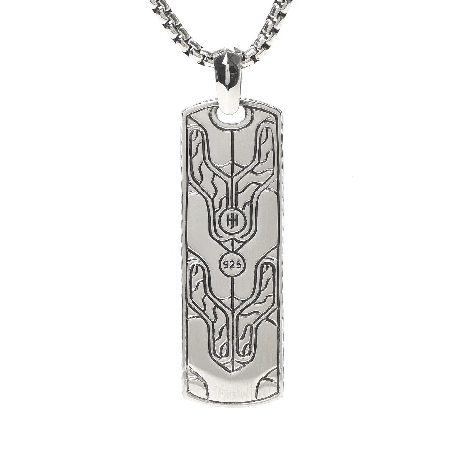 Sterling Silver Black Onyx Asli Dog Tag Pendant Necklace