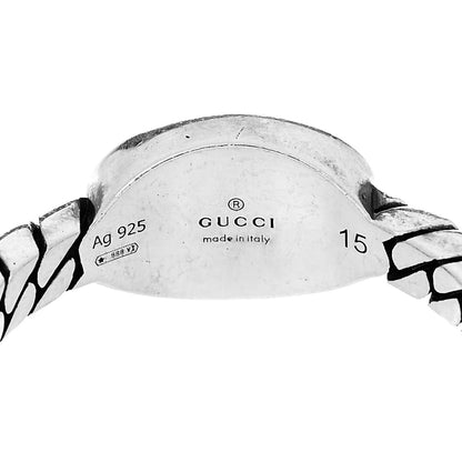 Gucci Sterling Silver Enamel Interlocking G Chain Ring 54 7 Black 4 of 4