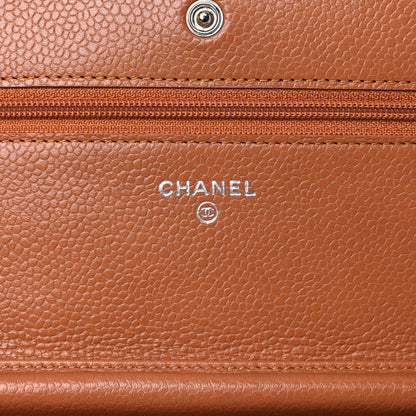 Chanel Caviar Quilted Wallet On Chain WOC Light Brown 6 of 13