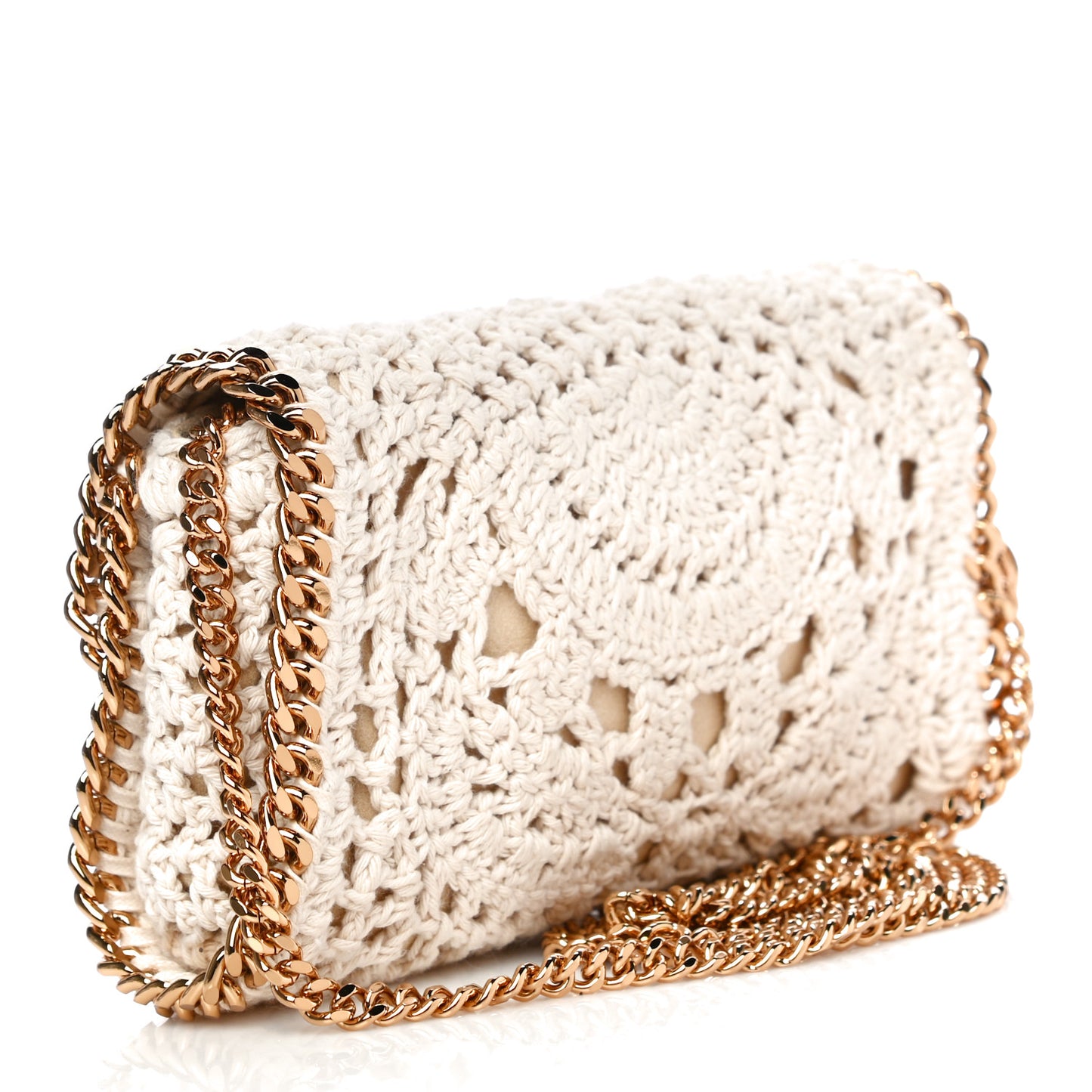 Cotton Crochet Falabella Crossbody Bag White