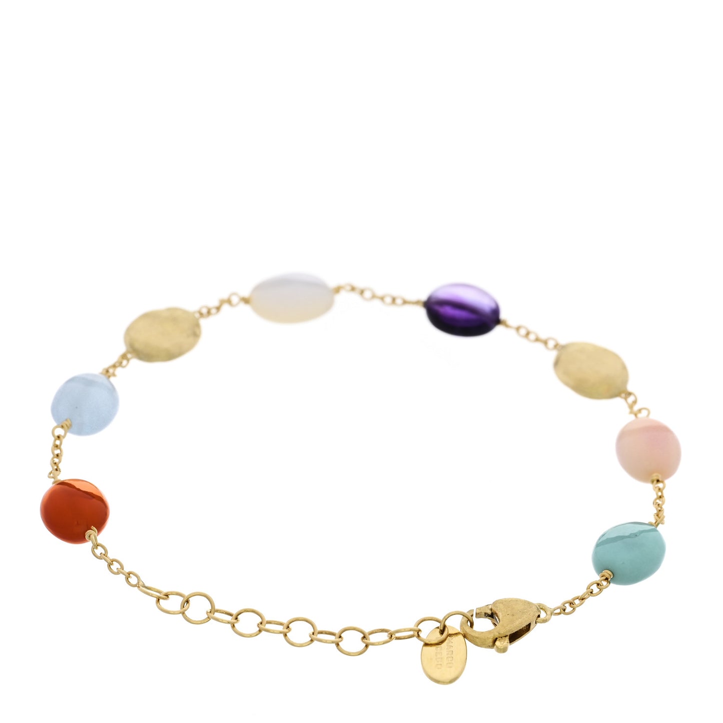 18K Yellow Gold Multi Gemstone Africa Single Strand Bracelet
