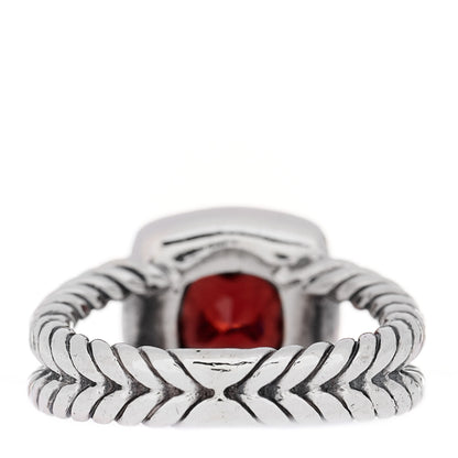 David Yurman Sterling Silver Diamond Garnet 7mm Petite Albion Ring 47 4.25 4 of 5