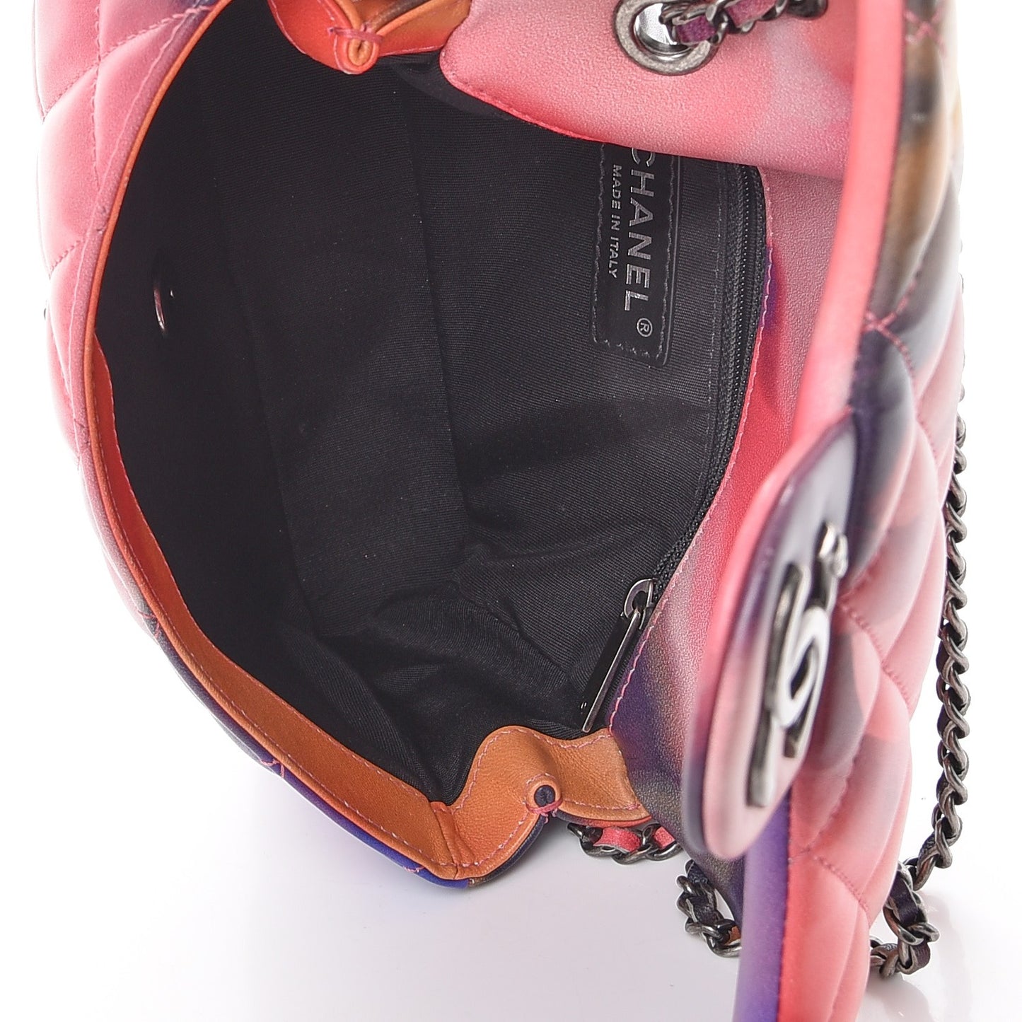 Printed Lambskin Quilted Small Flower Power Flap