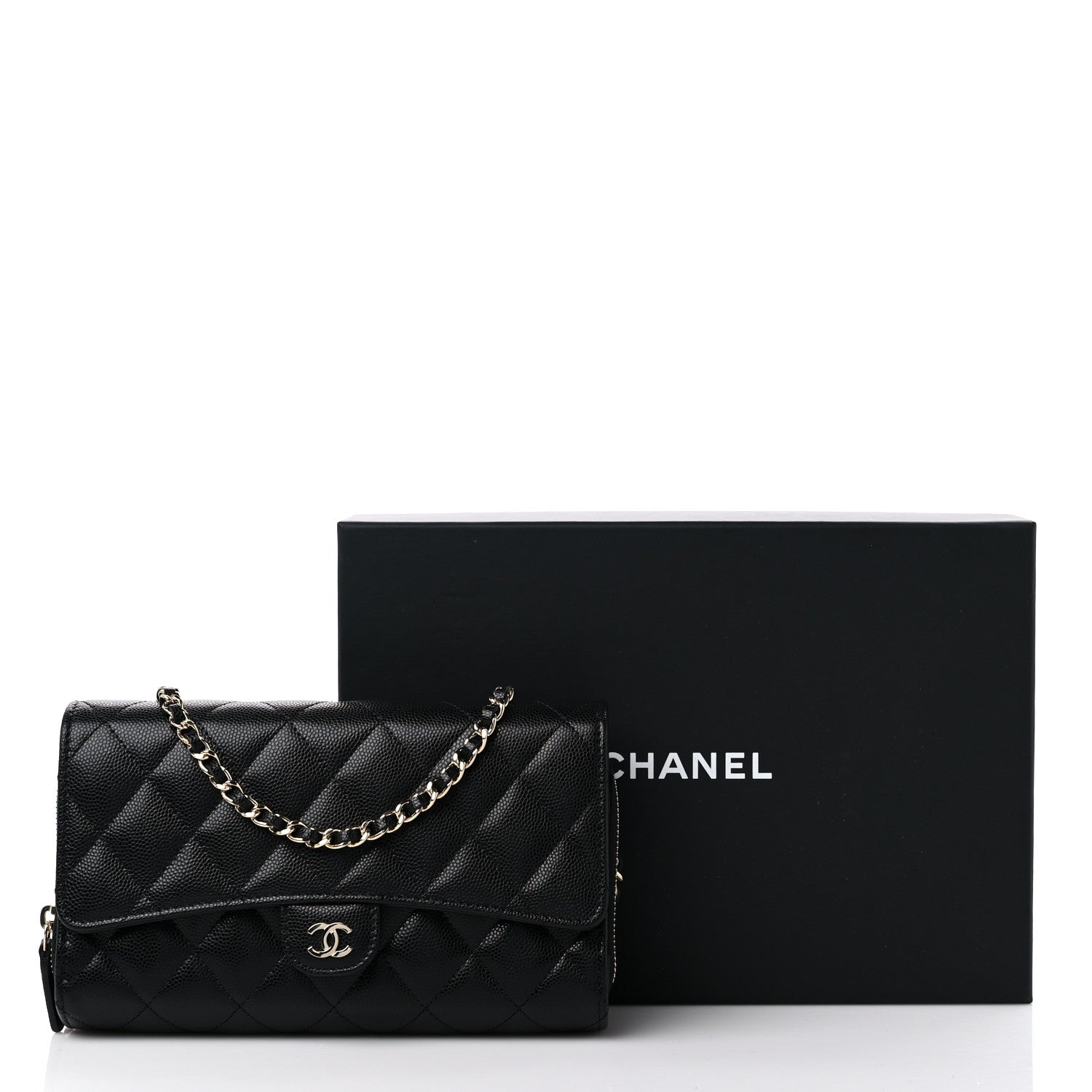 Chanel Caviar Quilted Phone Holder Wallet on Removable Chain Black 13 of 13