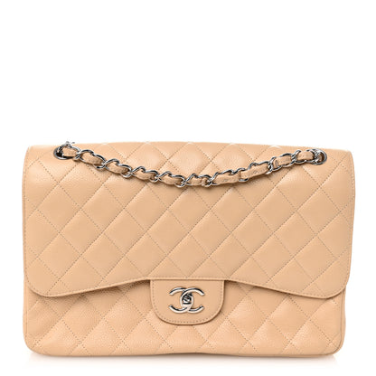 Chanel Caviar Quilted Jumbo Double Flap Beige 1 of 10