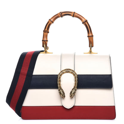 Gucci Calfskin Bamboo Web Medium Dionysus Top Handle Bag White Blue Hibiscus Red 1 of 9
