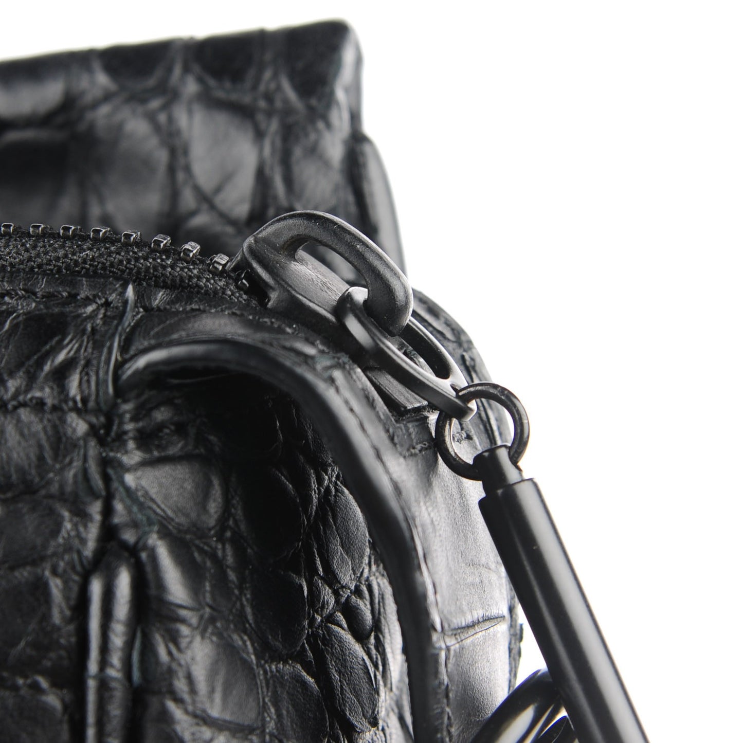 3.1 Crocodile Embossed Large Ryder Satchel Black