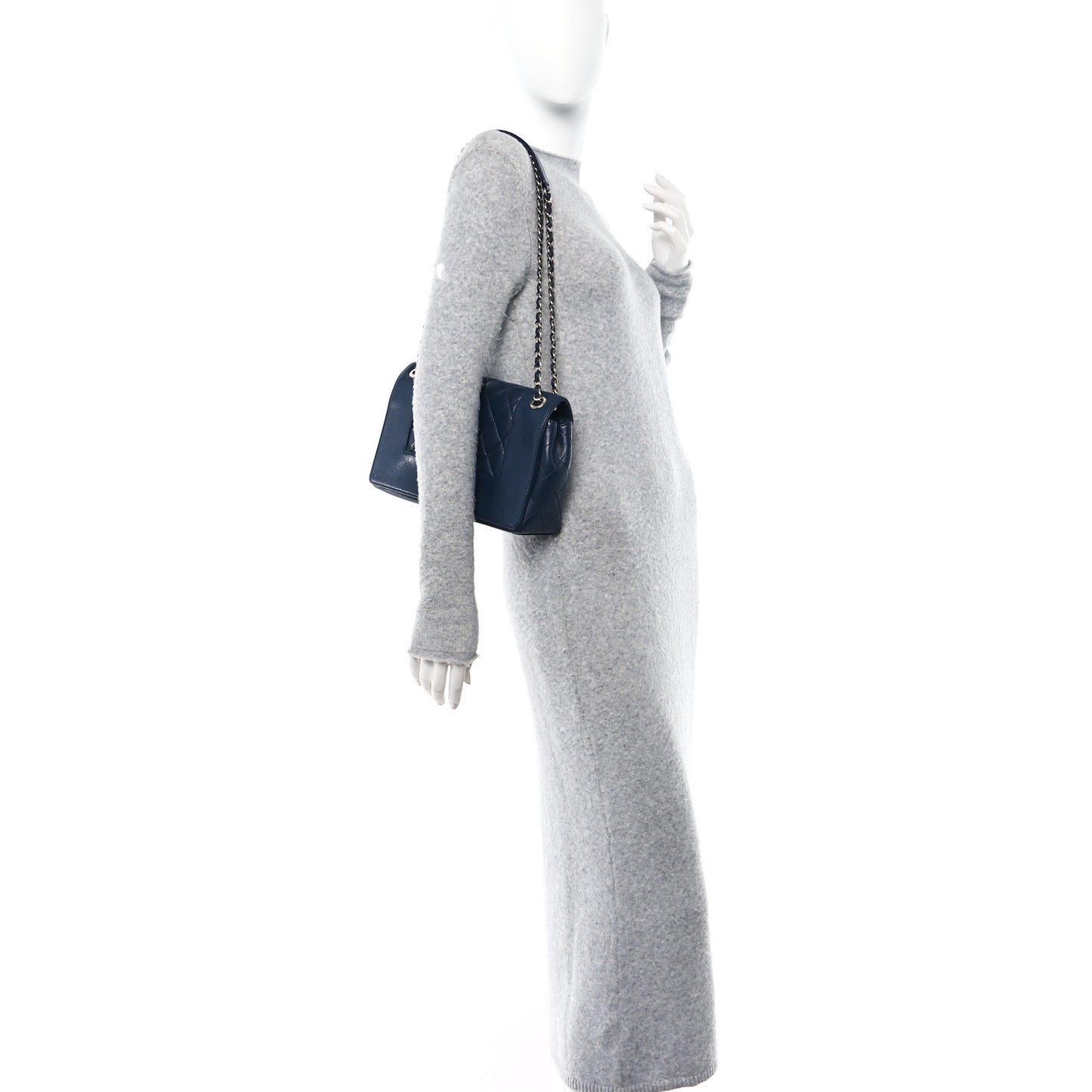 Sheepskin Quilted Vintage Mademoiselle Flap Dark Navy