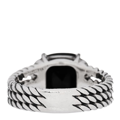 David Yurman Sterling Silver Diamond Black Onyx 10mm Petite Wheaton Ring 50 5.5 4 of 6