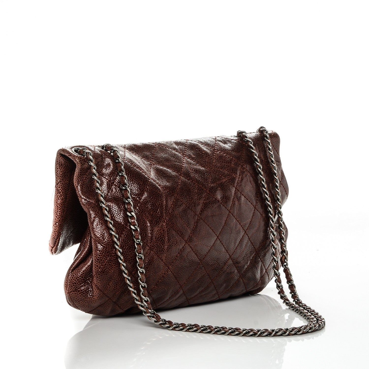 Chanel Crumpled Calfskin Quilted Medium Elastic Flap Bordeaux 3 of 7