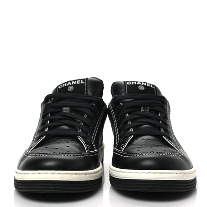 Chanel Calfskin Womens Logo Sneakers 40 Black White 2 of 9
