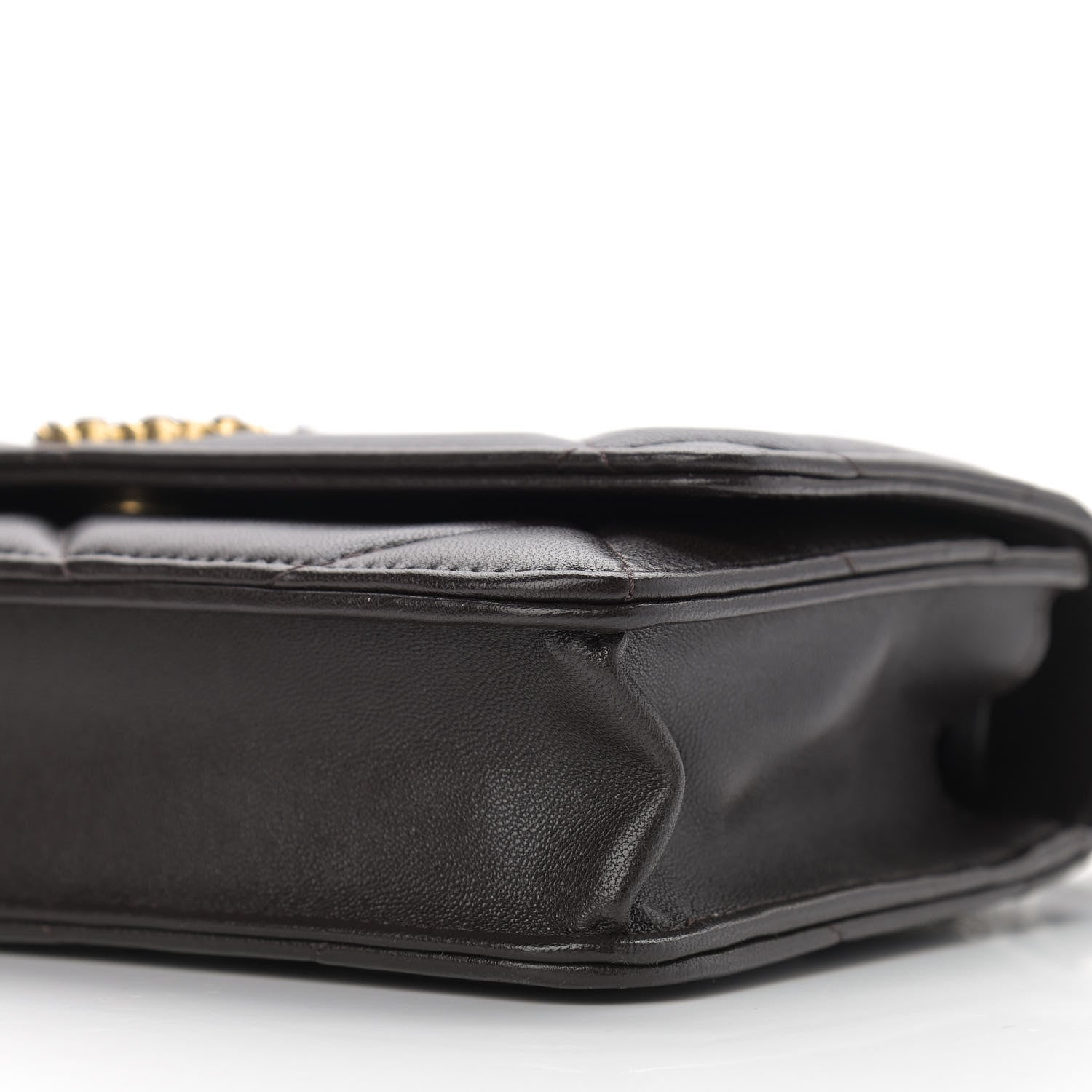 Chanel Shiny Goatskin Quilted Chanel 19 Wallet On Chain WOC Dark Brown 15 of 15