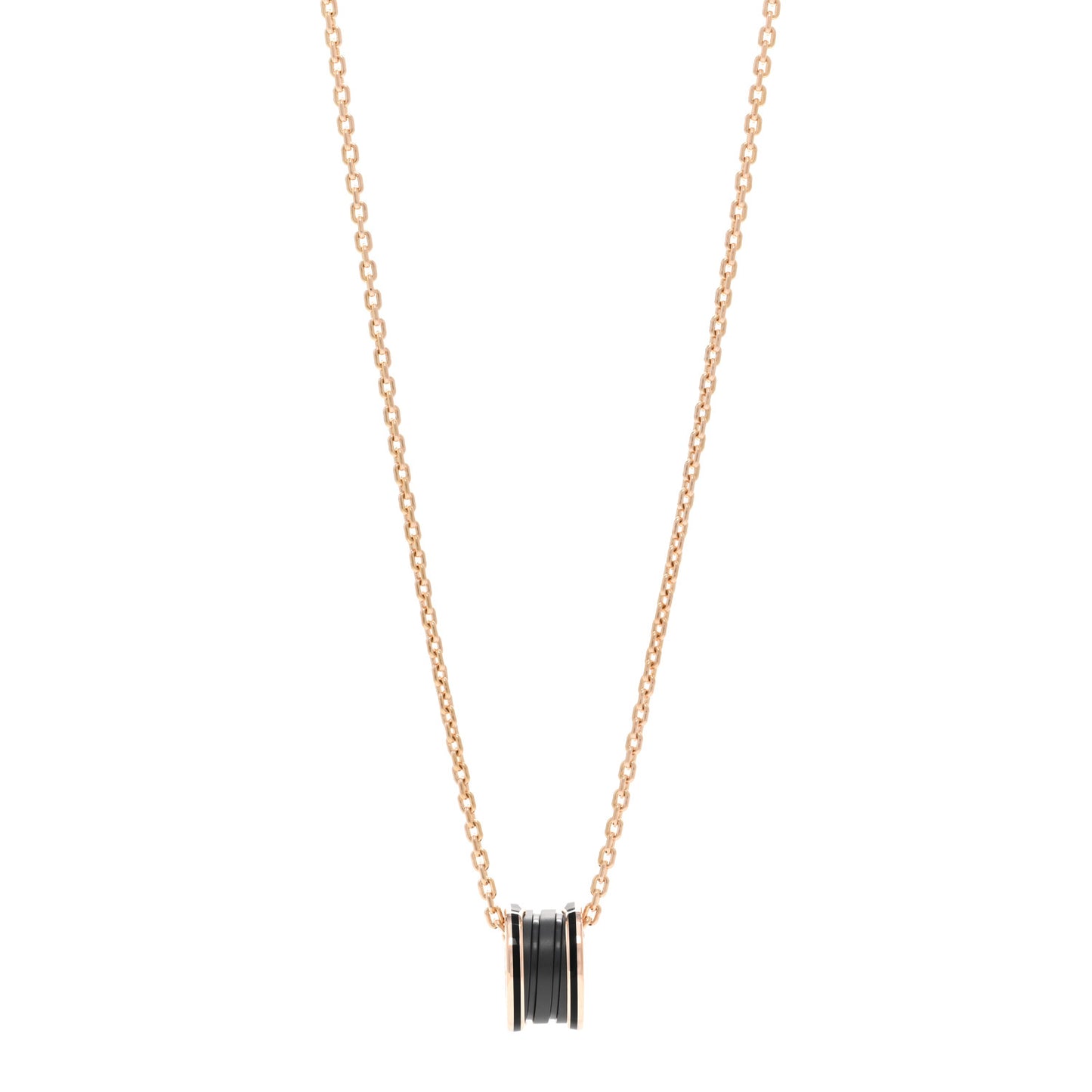 18K Rose Gold Black Matte Ceramic B.Zero1 Pendant Necklace