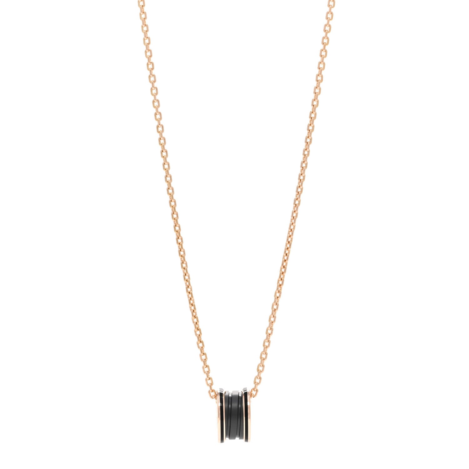 Bulgari 18K Rose Gold Black Matte Ceramic B.Zero1 Pendant Necklace 1 of 5
