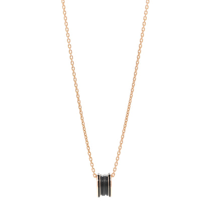 Bulgari 18K Rose Gold Black Matte Ceramic B.Zero1 Pendant Necklace 1 of 5