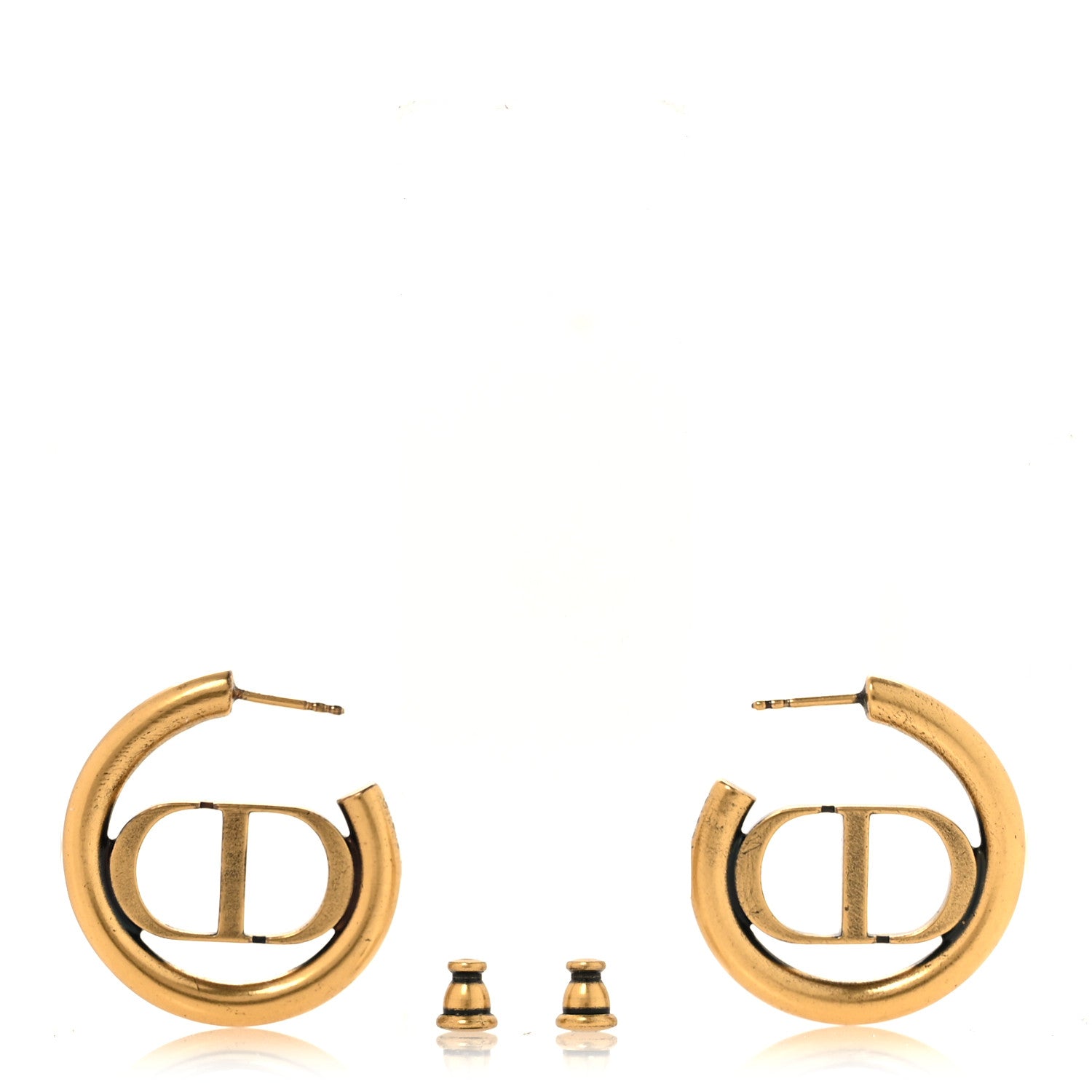 Christian Dior Metal 30 Montaigne Hoop Earrings Aged Gold 3 of 4