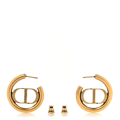Christian Dior Metal 30 Montaigne Hoop Earrings Aged Gold 3 of 4