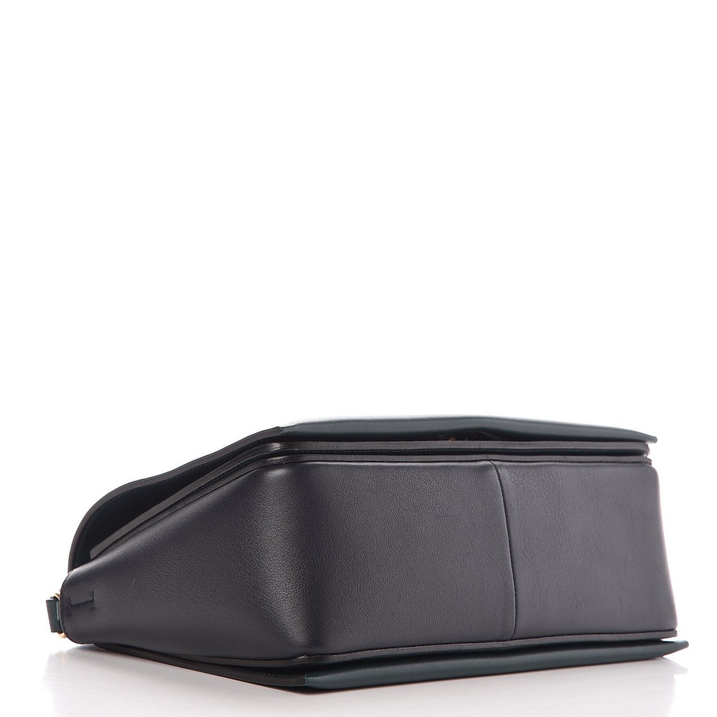 Shiny Smooth Calfskin Medium Frame Shoulder Bag Amazone Dark Navy