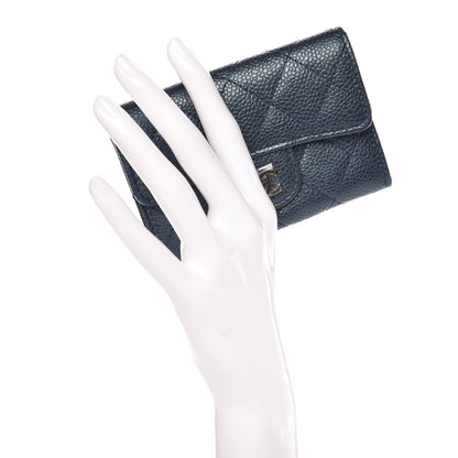 Chanel Metallic Caviar Quilted Flap Card Holder Dark Blue 2 of 11