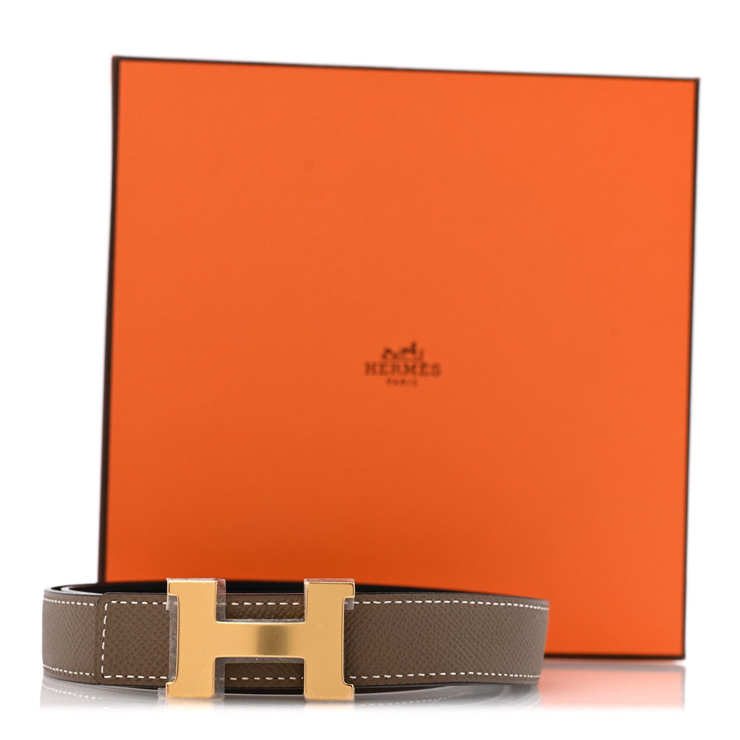 Hermes Swift Epsom 24mm Mini H Belt 85 34 Black Etoupe 6 of 6