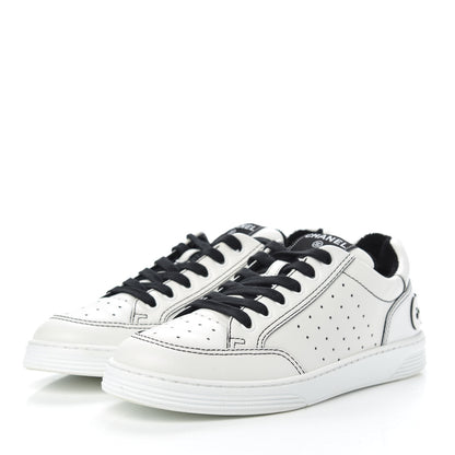 Chanel Calfskin Womens Logo Sneakers 39.5 White Black 3 of 9
