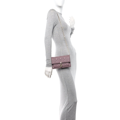 Christian Dior Lambskin Cannage Lady Dior Chain Pouch Purple 2 of 14