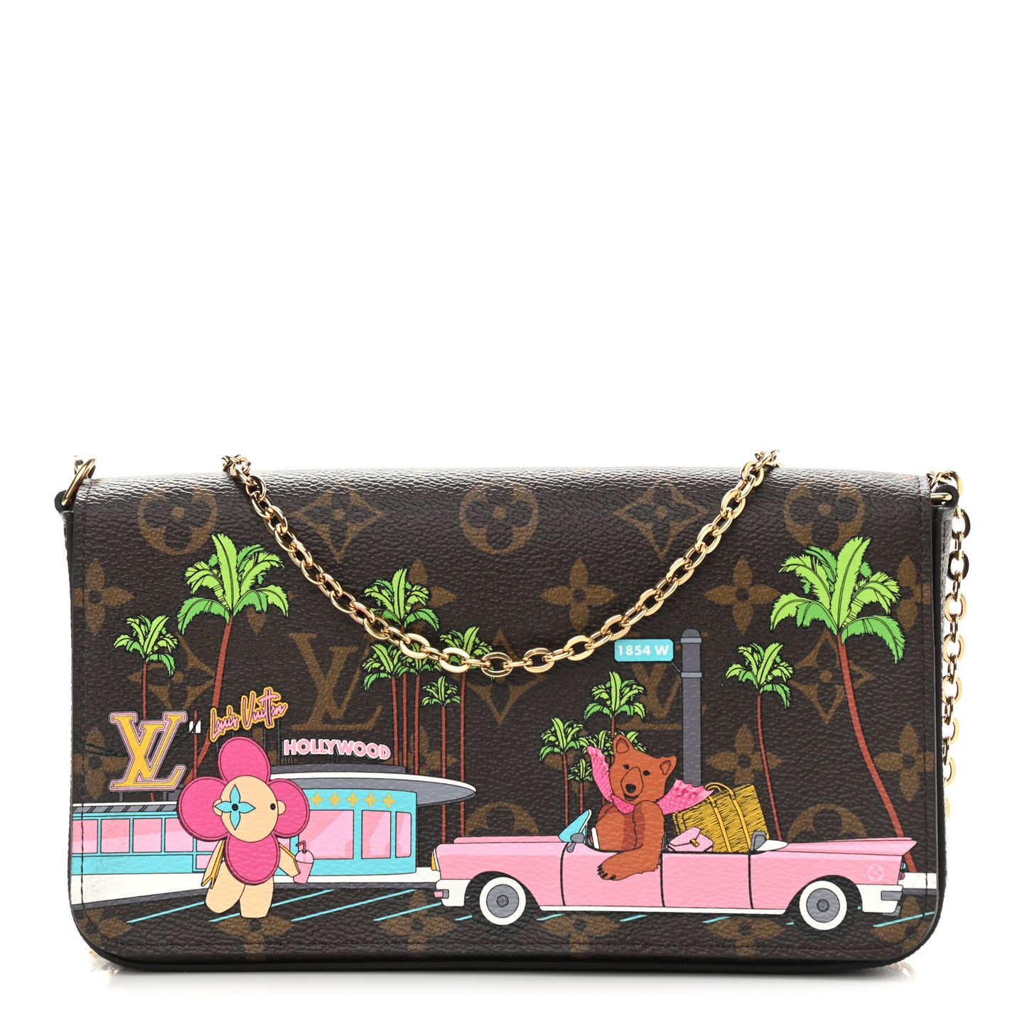 Monogram 2021 Christmas Animation Hollywood Pochette Felicie Chain Wallet Fuchsia