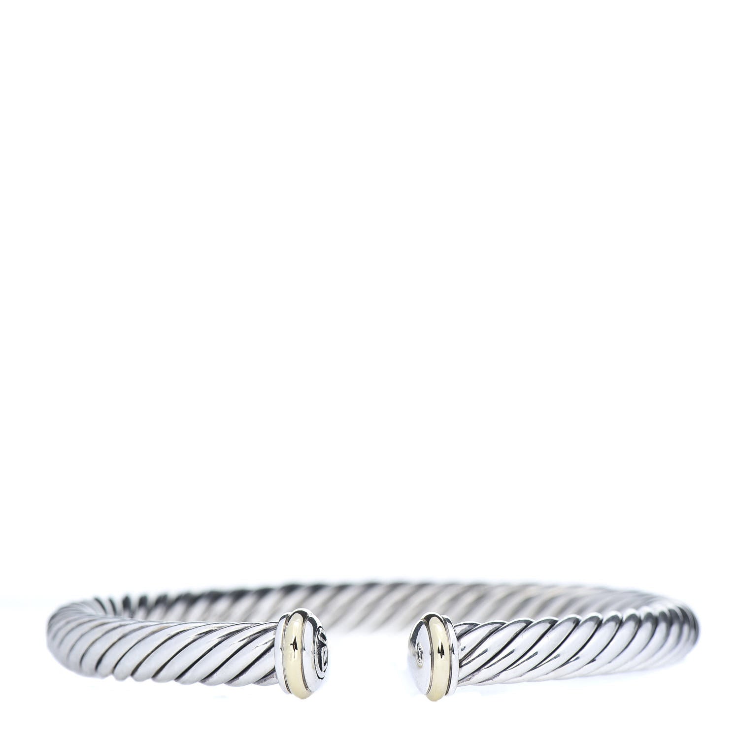 David Yurman Sterling Silver 18K Yellow Gold 7mm Cablespira Bracelet 1 of 5