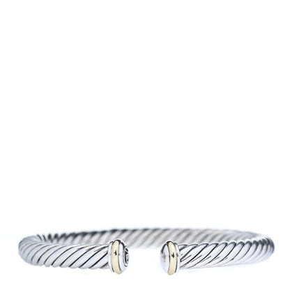 David Yurman Sterling Silver 18K Yellow Gold 7mm Cablespira Bracelet 1 of 5