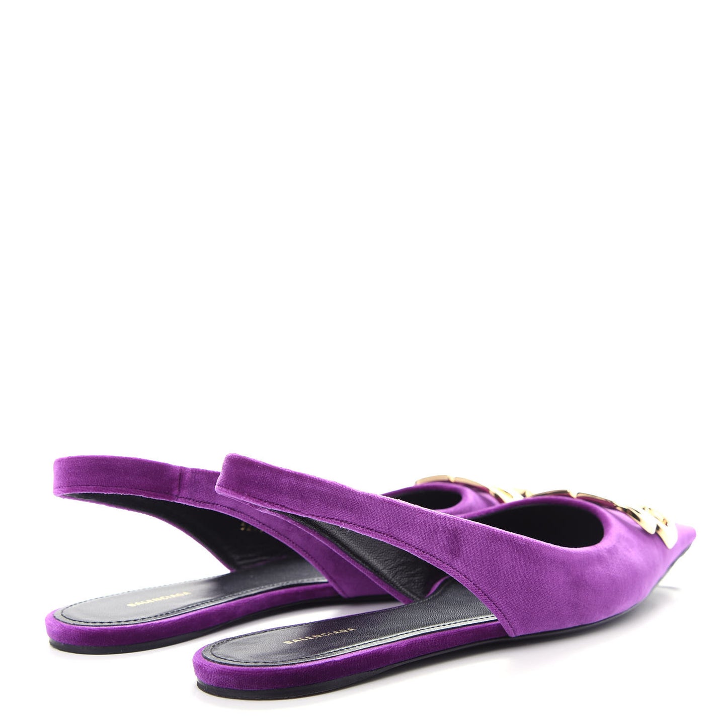 Velvet BB Knife Pointy Toe Slingback Flats 37 Violet Orchidee