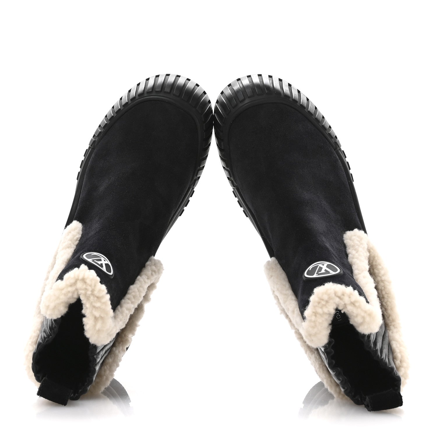 Louis Vuitton Suede Shearling Ruby Flat Ankle Boots 38 Black 2 of 8