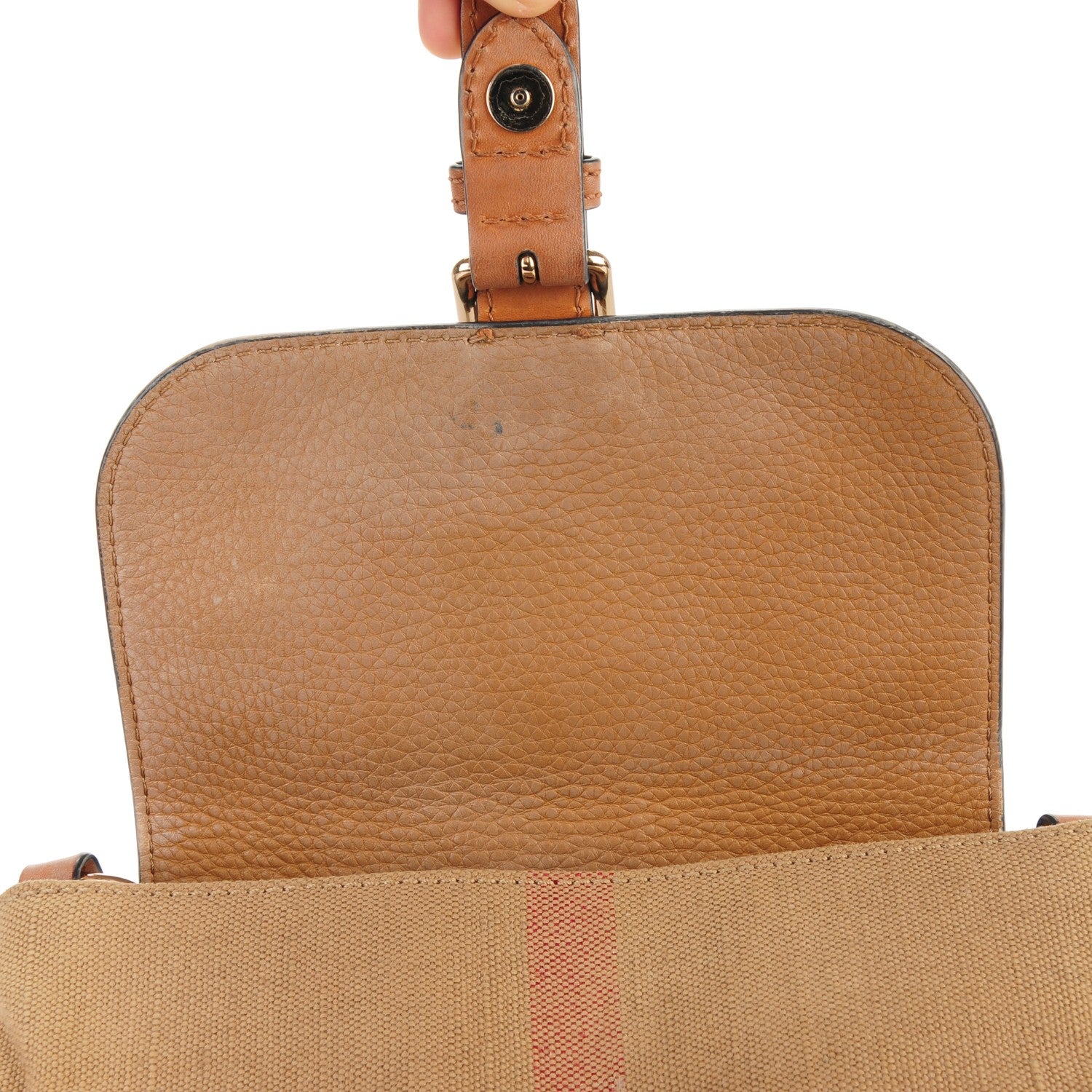 Burberry Mega Check Grainy Calfskin Small Gowan Messenger Bag Saddle Brown 19 of 19