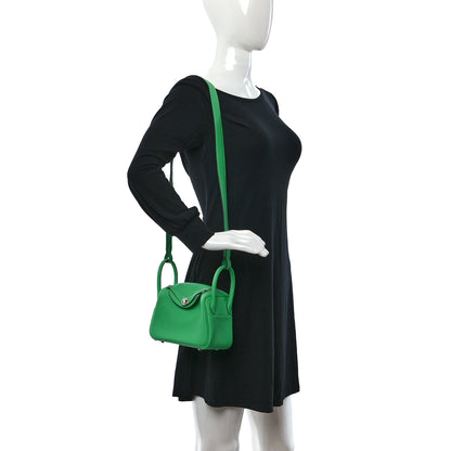 Hermes Taurillon Clemence Mini Lindy 20 Vert Comics 2 of 10