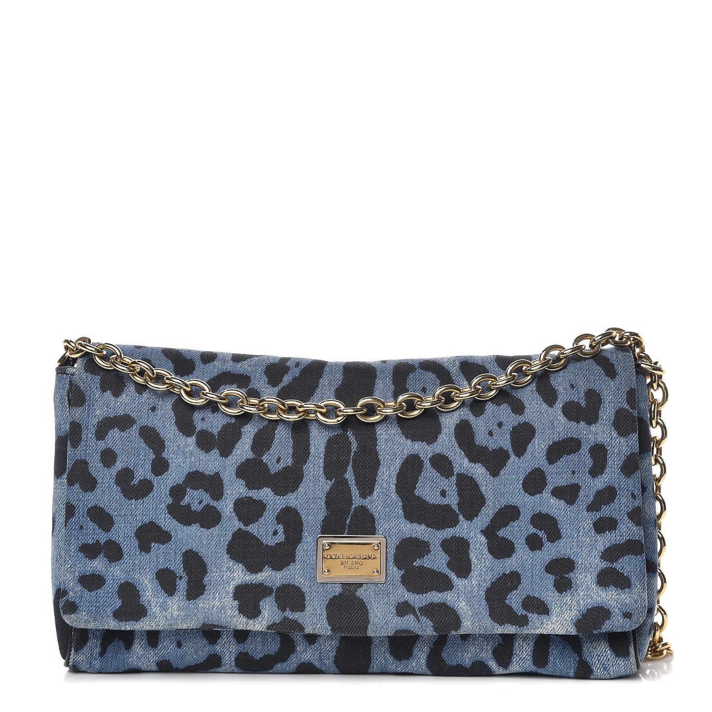 Denim Leopard Print Miss Martini Shoulder Bag Blue