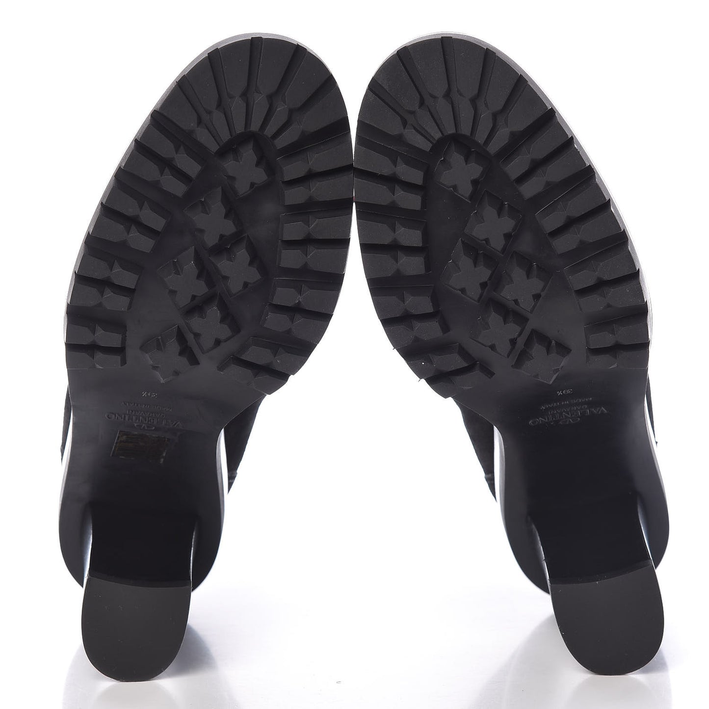 Suede Shearling Rockstud Lace-Up Ankle Boots 39.5 Black