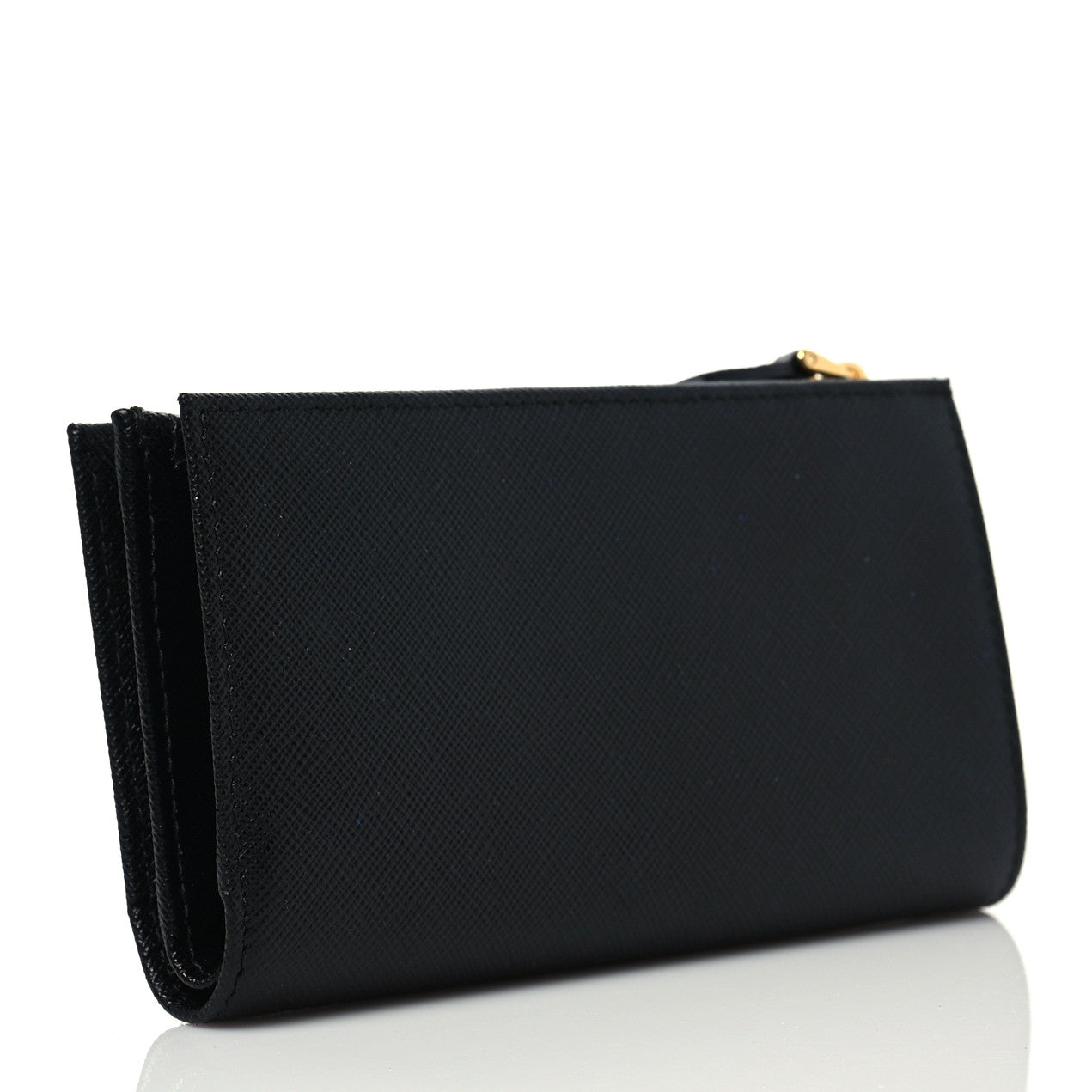 Saffiano Triangle Continental Zip Wallet Black