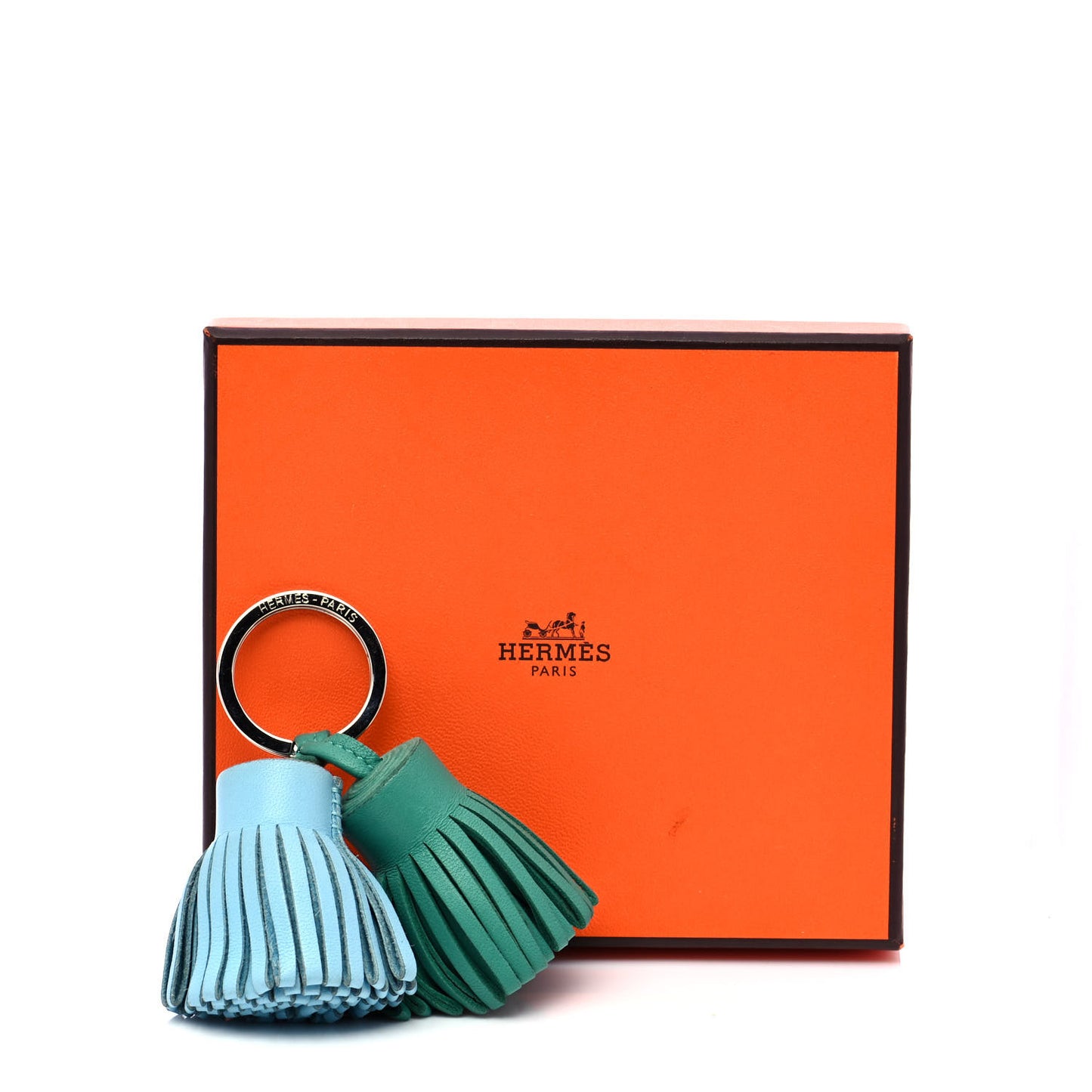 Lambskin Carmen Uno-Dos Key Holder Bleu Brume Menthe