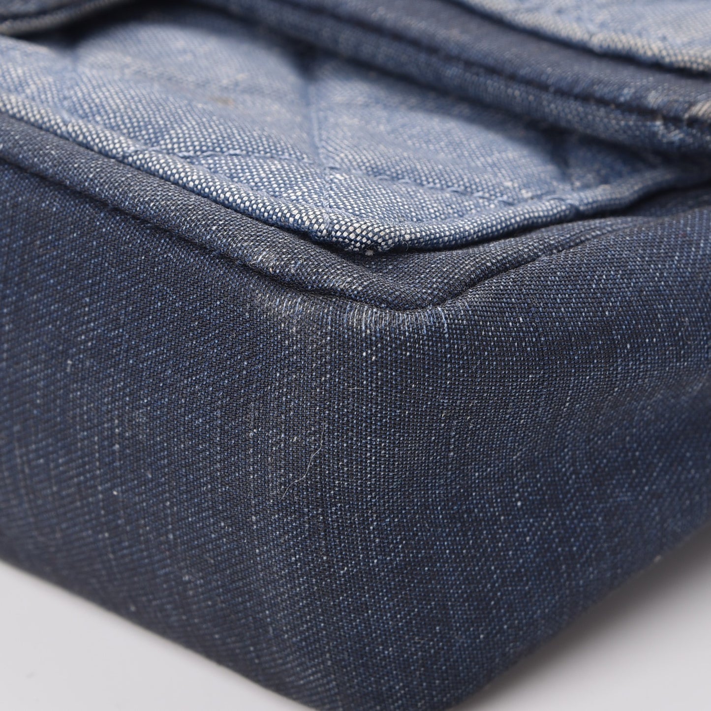 Denim Quilted Small Medallion Flap Light Blue