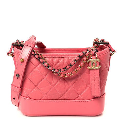 Aged Calfskin Quilted Small Gabrielle Hobo Pink