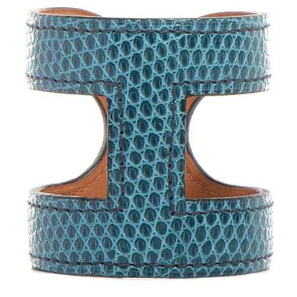Hermes Lizard Ano Cuff Bleu Petrole 1 of 6