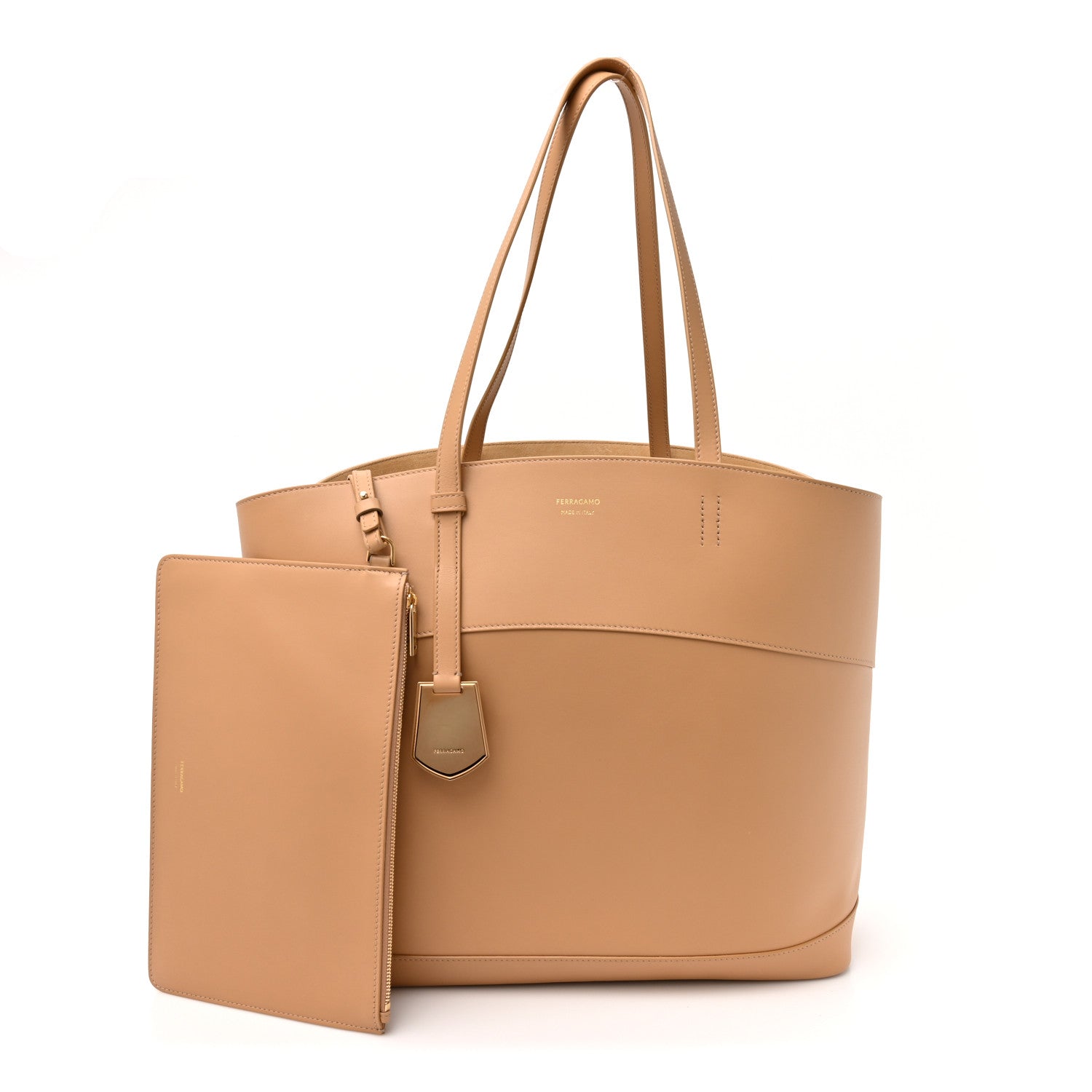 Salvatore Ferragamo Ferragamo Calfskin Charming Tote Light Camel 2 of 11