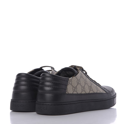 Gucci GG Supreme Monogram Mens Low Top Sneakers 8 Black Beige Ebony 4 of 11