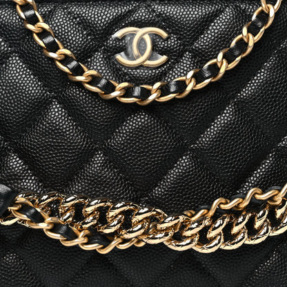 Chanel Shiny Caviar Quilted Bow Pouch Black 8 of 11